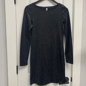 Kensie || Black Sequins Dress in size Small above the knee length long Sleeves